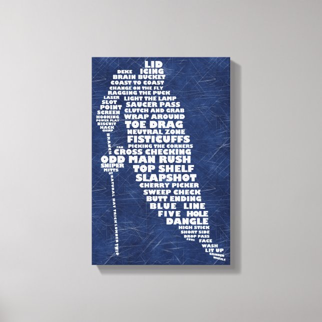 Kanvastrycket Text Art i Hockey Player Canvastryck (Framsida)