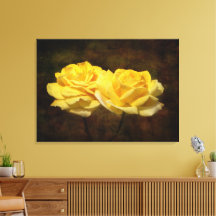 Kanvastrycket Texturerad Gul ros Stretch