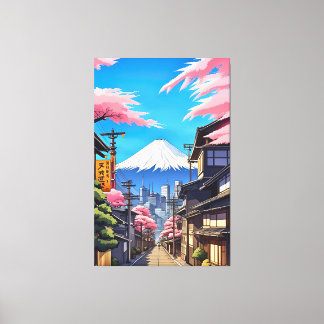 Kanvastrycket Tokyo Mt Fuji Stretched Canvastryck