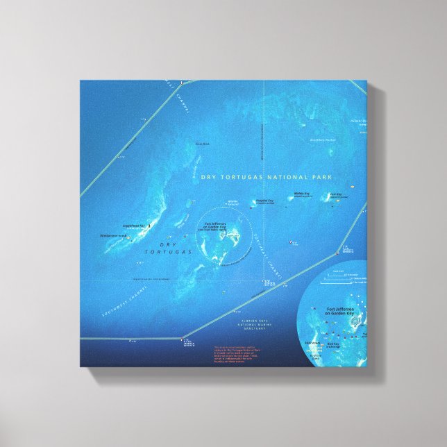 Kanvastrycket Tortugas karta Canvastryck (Framsida)