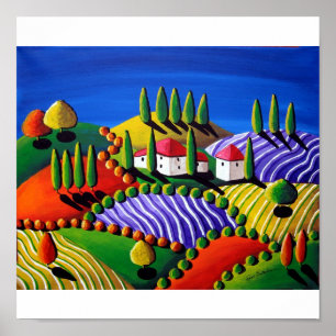 Kanvastrycket Tuscan Ligcape Colorful FolArt Poster