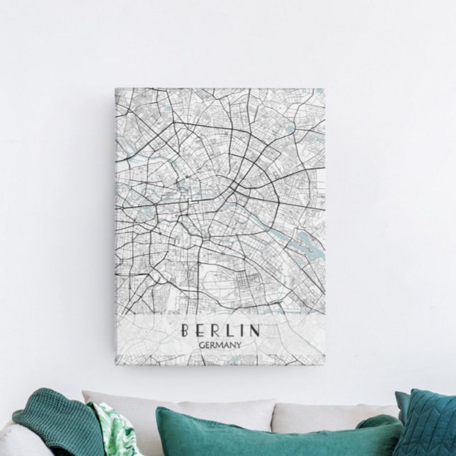 Kanvastrycket Tyskland Karta Canvastryck (Berlin Germany Map Wall Art)