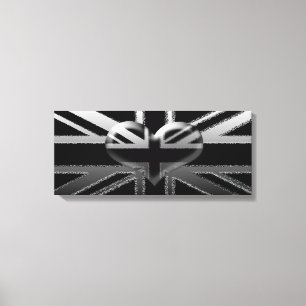 Kanvastrycket Union Jack Modern Black och Silver Canvastryck