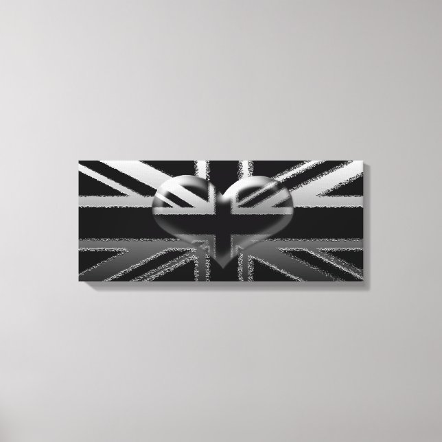 Kanvastrycket Union Jack Modern Black och Silver Canvastryck (Framsida)