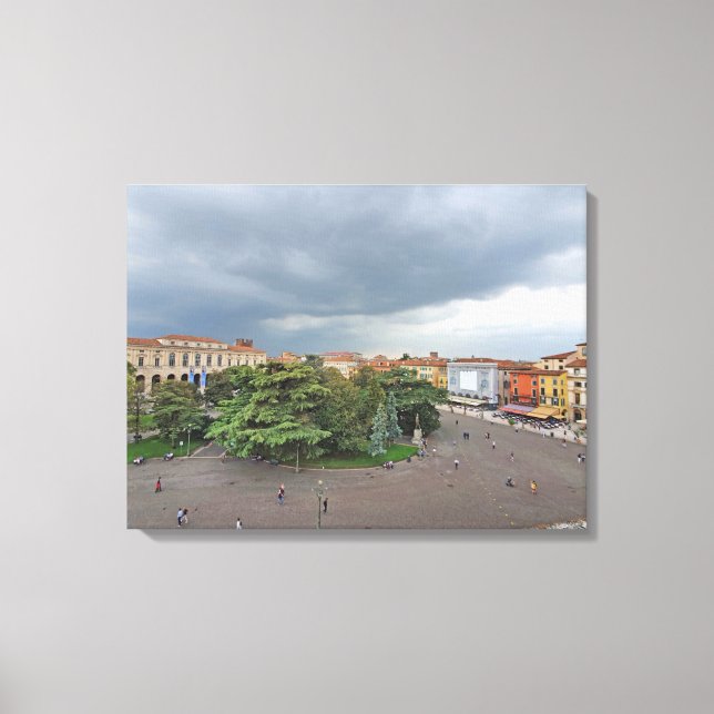 Kanvastrycket Verona Piazza Bra panoramisk vy Canvastryck (Framsida)