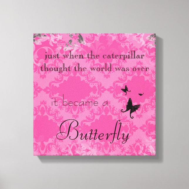 Kanvastrycket vintage Butterfly Quote Canvastryck (Framsida)
