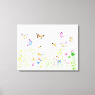 Kanvastrycket Watercolor Wildblomskugga Canvastryck