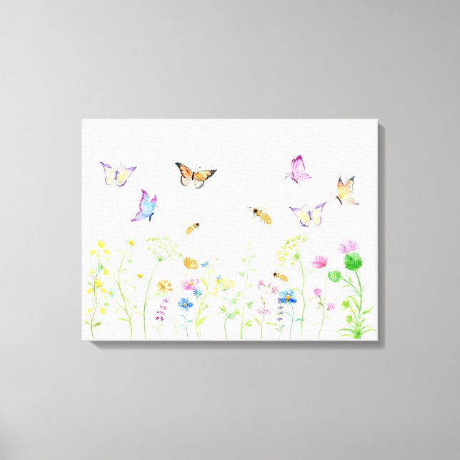 Kanvastrycket Watercolor Wildblomskugga Canvastryck (Framsida)