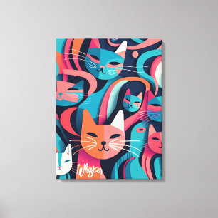 kanvastrycket "Whisker" Abstrakt Vector Cats Canvastryck