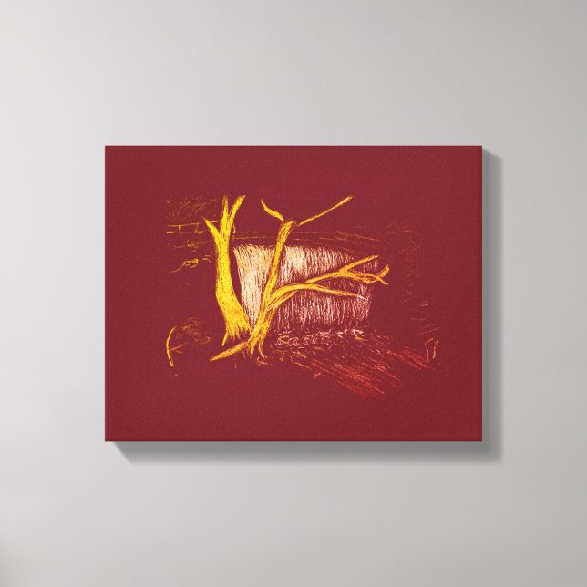 Kanvastrycket White Guld Waterfall Canvastryck (Framsida)