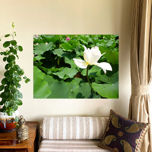 Kanvastrycket White Lotus Flower Poster