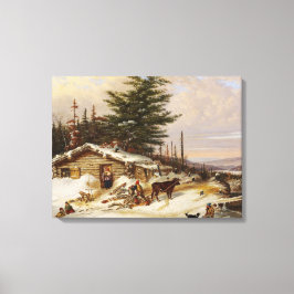 Kanvastrycket Winter Log House art Canvastryck