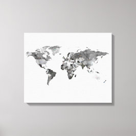 Kanvastrycket World Map Black and white Stretched Canvastryck