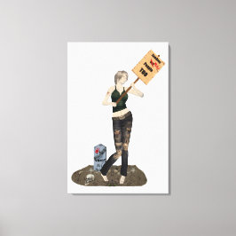 Kanvastrycket Zombie Pin Up Girl Protest II Canvastryck