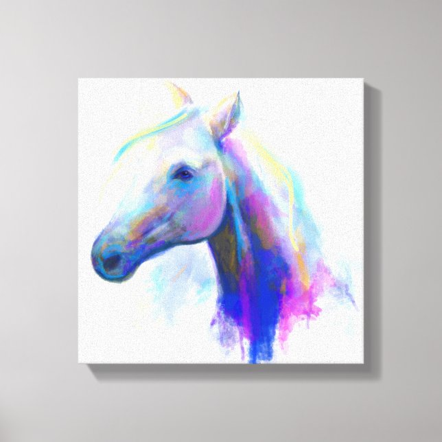 Kanvastryckets Abstrakt, häst med flera färgader Canvastryck (Framsida)
