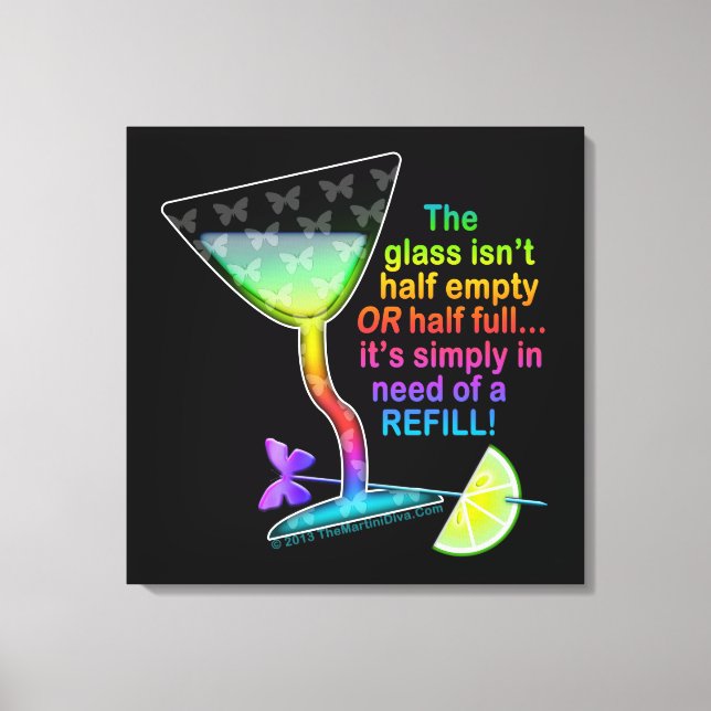 KANVASUTSKRIFTER - GLASSET HALVFULLT COCKTAIL KONS CANVASTRYCK (Framsida)