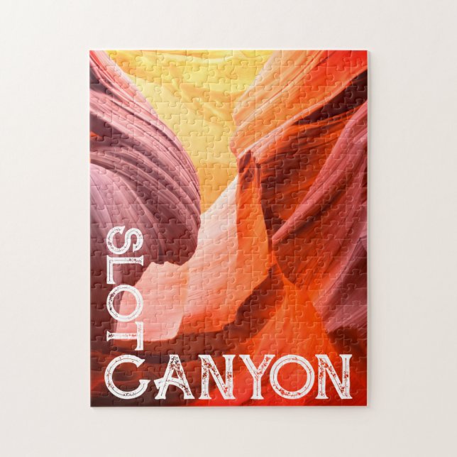 Kanyonvit text eller foto- och text för deert-kort pussel (Vertikal)