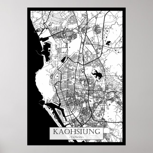 Kaohsiung City Taiwan Map Poster (Framsidan)
