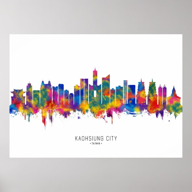 Kaohsiung City Taiwan Skyline Poster (Framsidan)