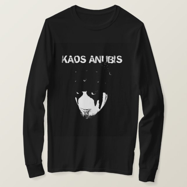 Kaos Anubis Långärmad B&W Ansikte T Shirt (Design framsida)