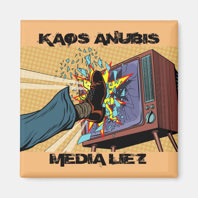 Kaos Anubis MEDIA LIEZ 2-tums kvadratstreck Magnet (Framsidan)