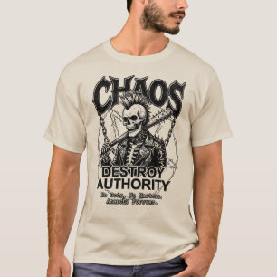 Kaos Förstör Auktoritet – Mörk Punk Anarki Dödskal T Shirt