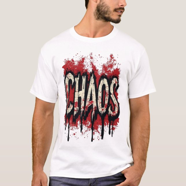 Kaos Förstörd Grunge-typografi - Kantig stänk T Shirt (Framsida)
