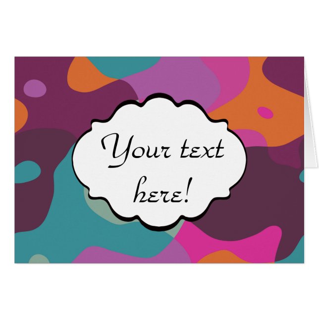 Kaos i retro färger hälsningskort (Framsidan Horizontal)