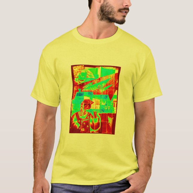 Kaos i rött och grönt! t shirt (Framsida)