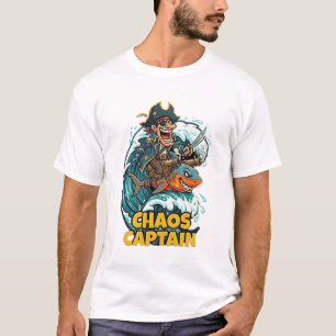 Kaos Kapten Sjörövare Riding Haj Rolig T Shirt