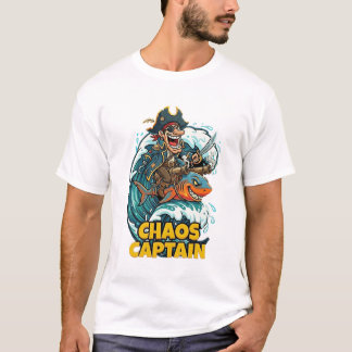Kaos Kapten Sjörövare Riding Haj Rolig T Shirt