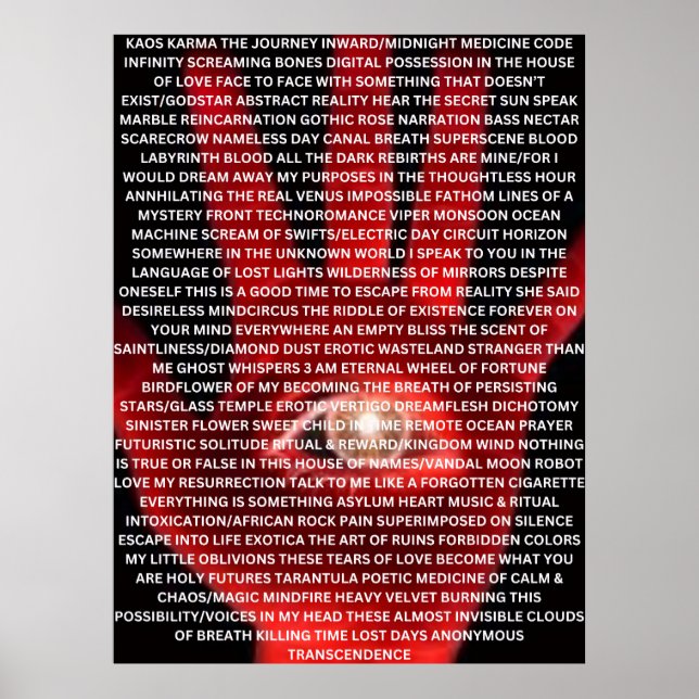 KAOS KARMA original poem poster (Framsidan)
