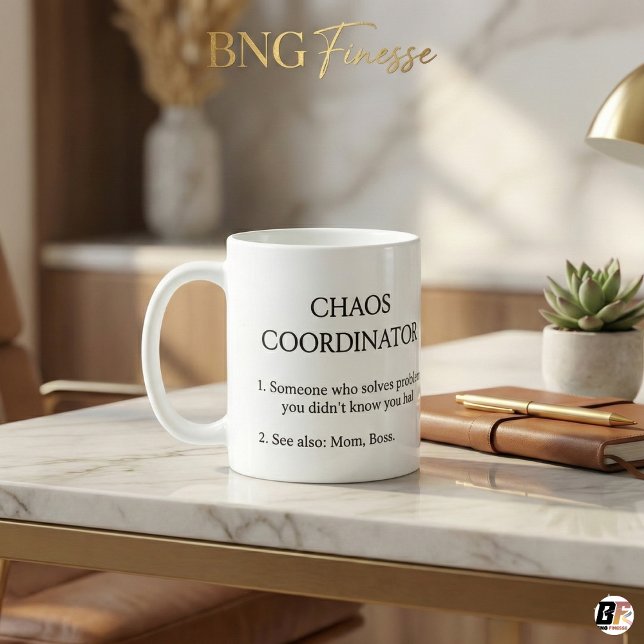 Kaos Koordinator Definition Rolig Kontor För Mamma Kaffemugg (Skapare uppladdad)