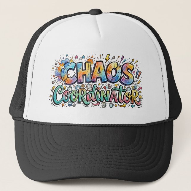 Kaos Koordinator Färgrik Doodle Typografi Keps (Framsida)