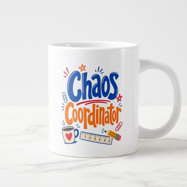 Kaos Koordinator Lärare Tillbaka Till Skolan Desig Jumbo Mugg (Höger)