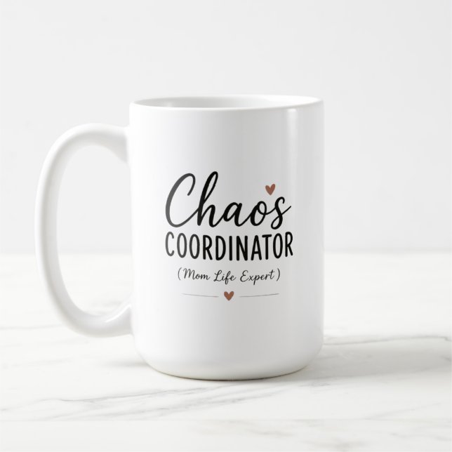 Kaos Koordinator Roligt Mamma Liv Typografi Kaffemugg (Vänster)