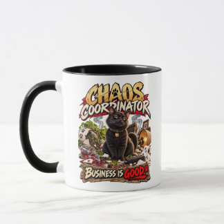 Kaos Koordinator Svart Katt Grunge Humor Konst Mugg