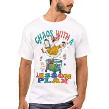 Kaos Med en Lektionsplan Rolig Lärare T-Shirt