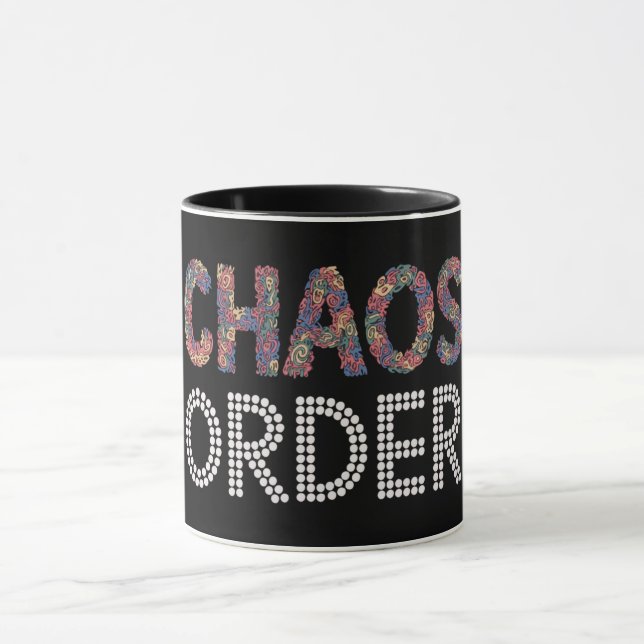Kaos och Ordning | Modern Konstnärlig Dualitet Gra Mugg (Center)