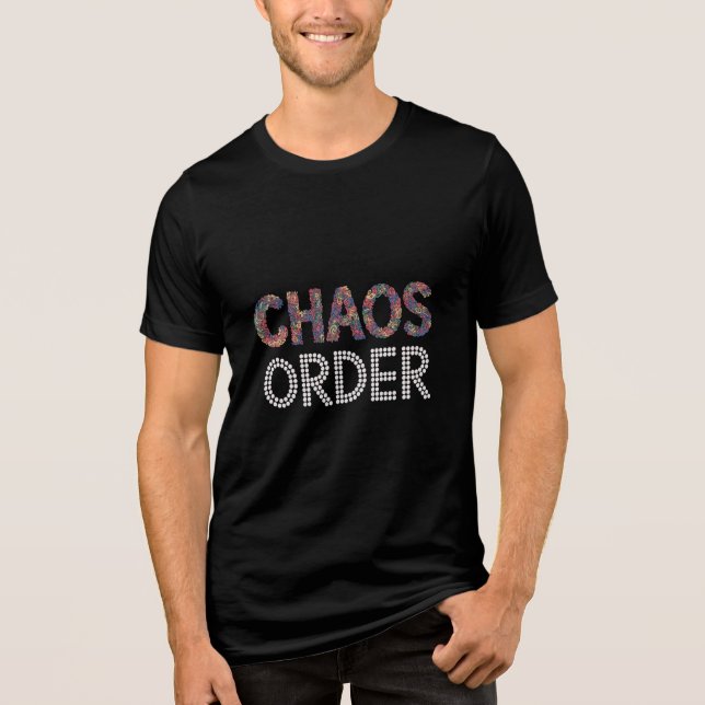 Kaos och Ordning | Modern Konstnärlig Dualitet Gra T Shirt (Framsida)