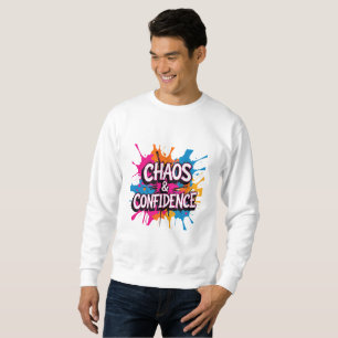 "Kaos & Självförtroende" Färgrik Citatdesign Lång Ärmad Tröja