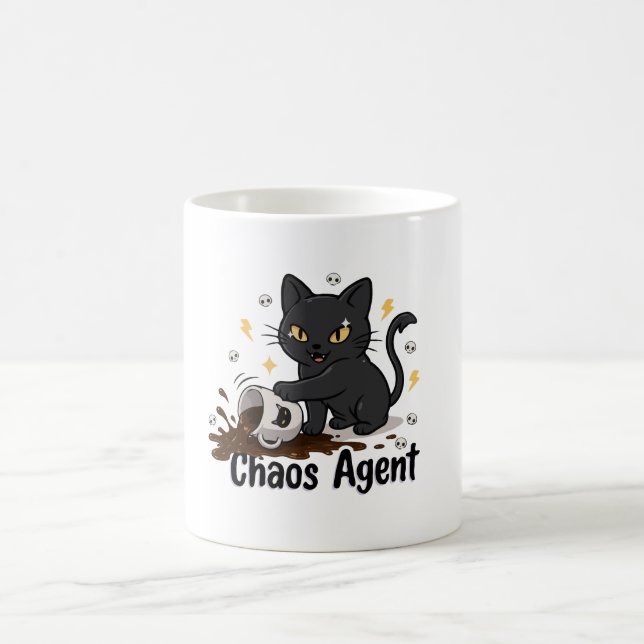 Kaosagent Svart Katt Kaffemugg (Center)