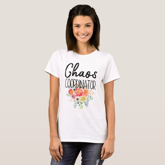 Kaoskoordinator med blommor tee shirt (Hel framsida)