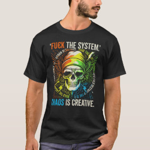 KaosNätverk Hacka Systemet Dödskalle Cyberpunk Reb T Shirt
