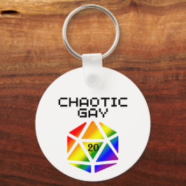 Kaotisk Gay D20 – HBTQ+ Pride DND Nyckelring