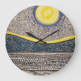 Kaotisk sketch zentangles sol och måne stor klocka