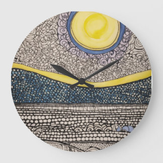 Kaotisk sketch zentangles sol och måne stor klocka