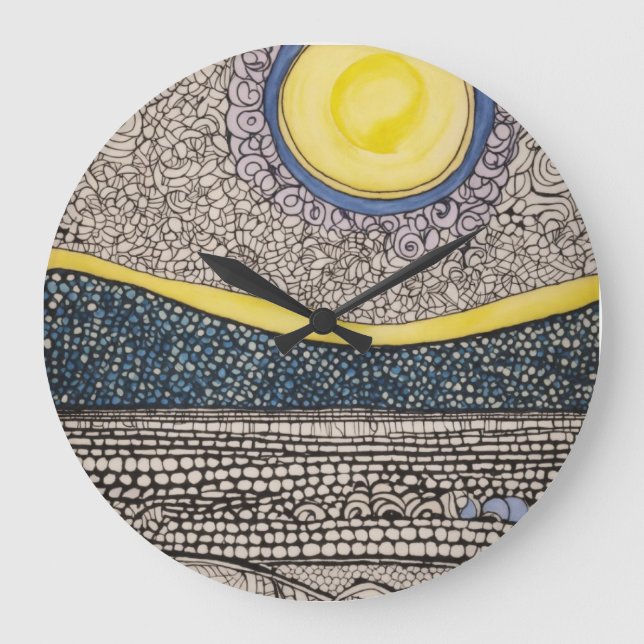 Kaotisk sketch zentangles sol och måne stor klocka (Framsida)