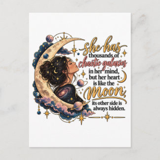 Kaotiska galaxer i hennes sinne Celestial Moon Vykort