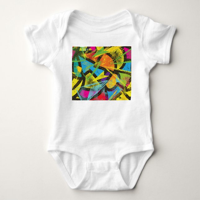 Kaotiskt Neon: Abstrakt Graffiti-mönster. T Shirt (Framsida)